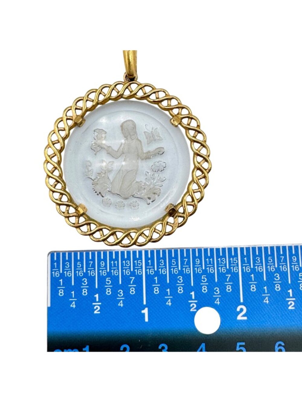 Vintage Trifari Zodiac Pendant Virgo Intaglio Vermeil 24” 925 Chain September - Picture 9 of 14